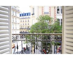 Parisian Montorgueil lifestyle in this fully furnished, 38m², 1BR apartment with balcon